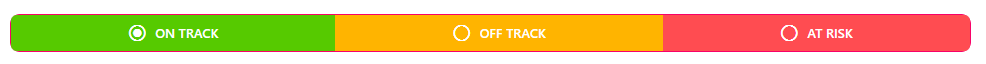 The On Track, Off Track and At Risk indicator buttons