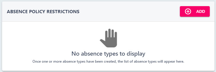 The Absence Policy Restrictions box on the absence policy details page