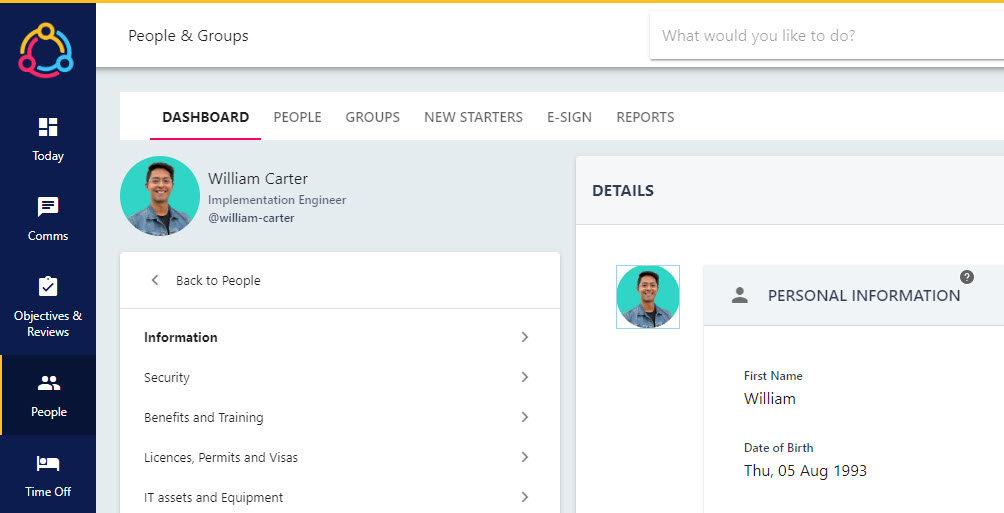 The Security tab of a person's profile with the Activate button