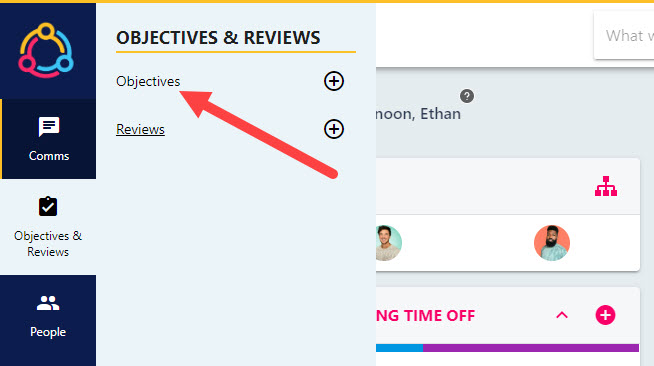 Your open personal objectives displayed as tiles