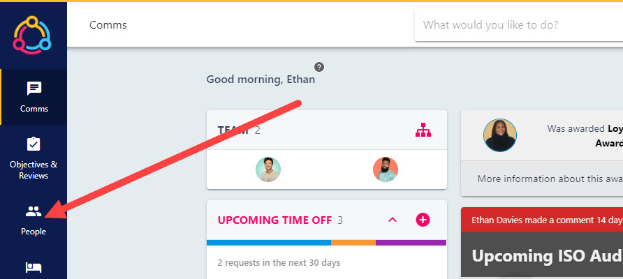 The People Directory listing all employees in the business